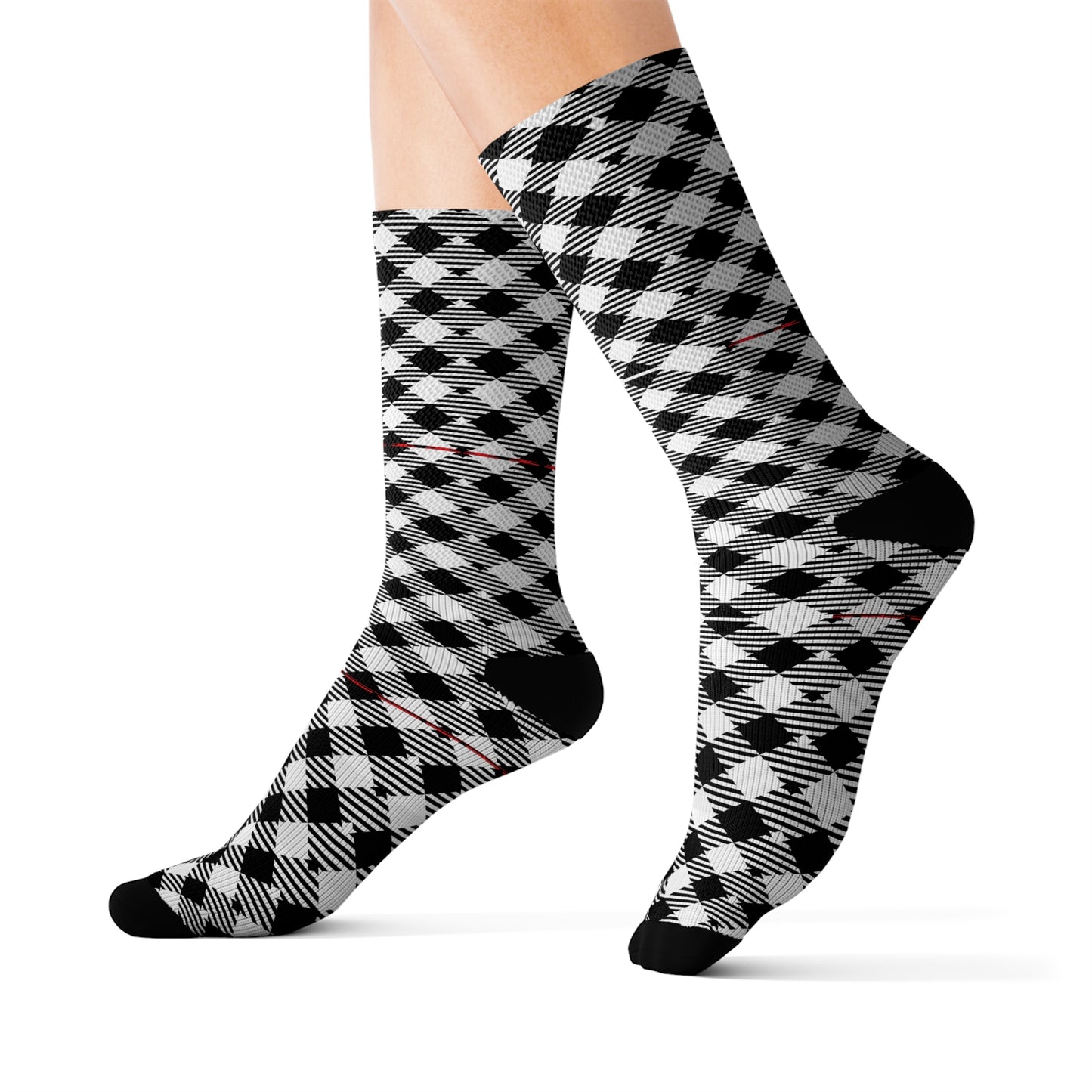 Holiday Black & White Checker High Socks