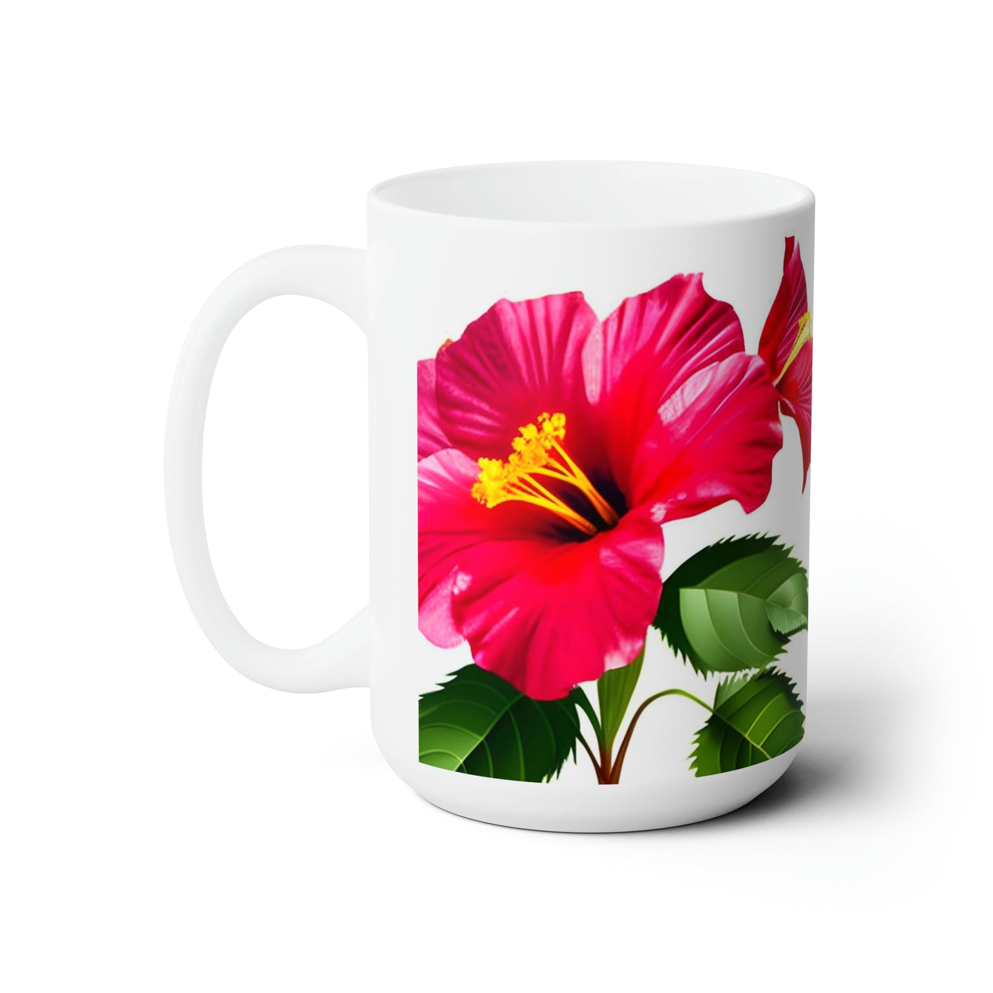 Hibiscus Flower Ceramic Coffee Mug 15oz