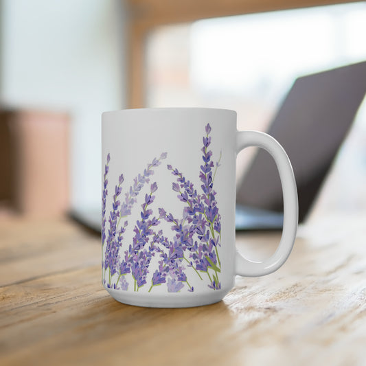 Lavender Flowers Ceramic Coffee Mug 15oz