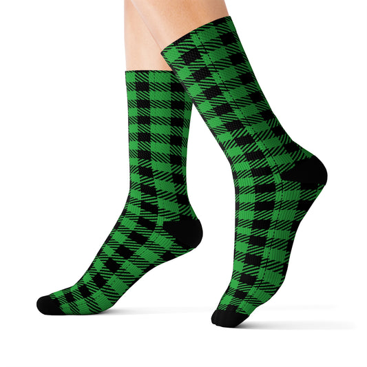 Holiday Green & Black Checker Socks