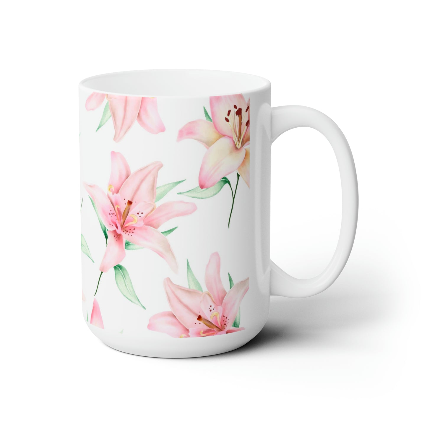 Pink Lily Ceramic Coffee Mug 15oz