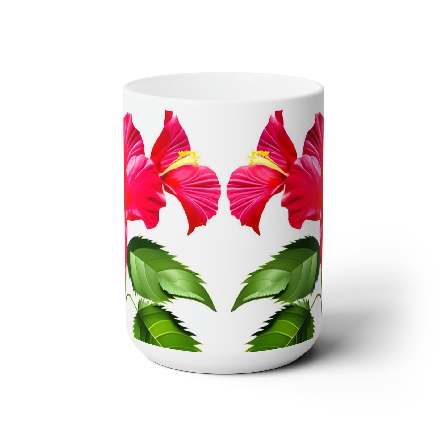 Hibiscus Flower Ceramic Coffee Mug 15oz