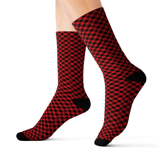 Holiday Red Checker High Socks