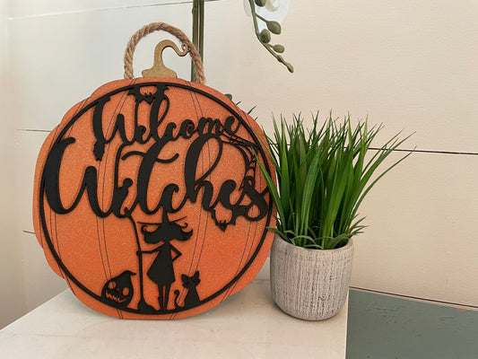 CLEARANCE - Halloween Sign - Welcome Witches