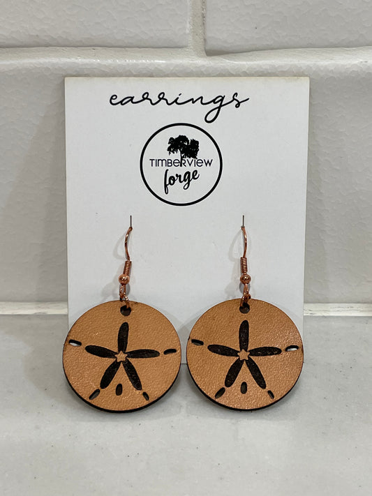 Sand Dollar Leather Earrings