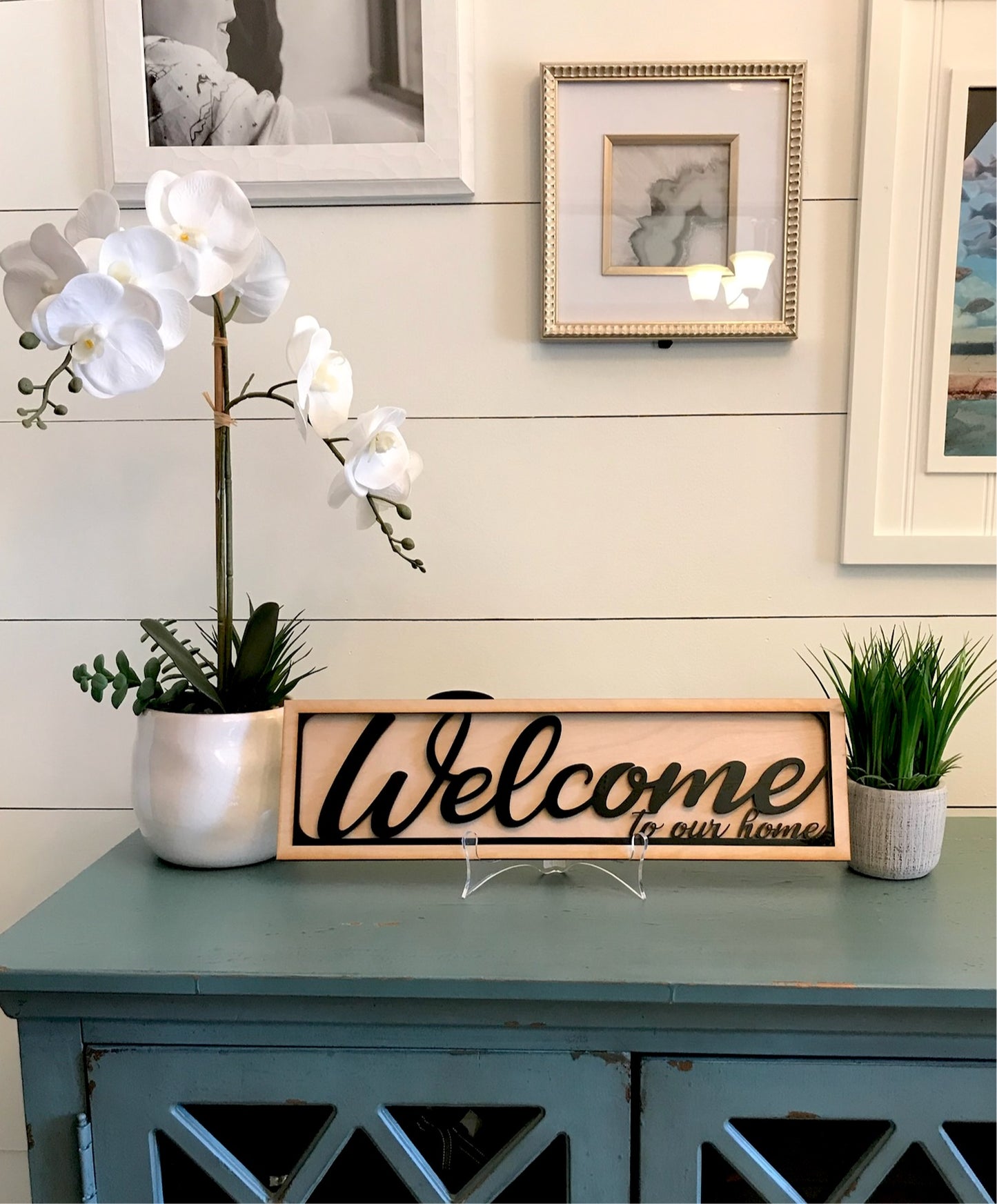 Interchangeable Welcome sign Wood Frame