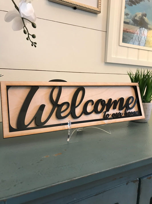 Interchangeable Welcome sign Wood Frame